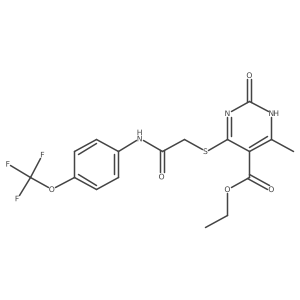 Ethyl 6-methyl-2-oxo-4-((2-oxo-2-((4-(trifluoromethoxy)phenyl)amino)ethyl)thio)-1,2-dihydropyrimidine-5-carboxylate Structure