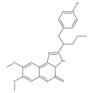 2-[1-(4-bromophenoxy)butyl]-8,9-dimethoxy-3H-[1,2,4]triazolo[1,5-c]quinazoline-5-thione Structure