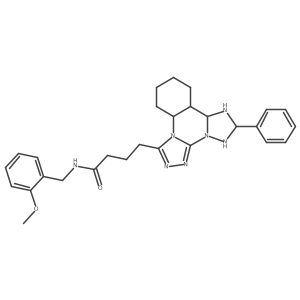 N-[(2-methoxyphenyl)methyl]-4-{9-phenyl-2,4,5,7,8,10-hexaazatetracyclo[10.4.0.0^{2,6}.0^{7,11}]hexadeca-1(16),3,5,8,10,12,14-heptaen-3-yl}butanamide结构式