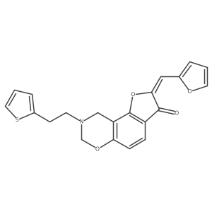 (Z)-2-(furan-2-ylmethylene)-8-(2-(thiophen-2-yl)ethyl)-8,9-dihydro-2H-benzofuro[7,6-e][1,3]oxazin-3(7H)-one Structure