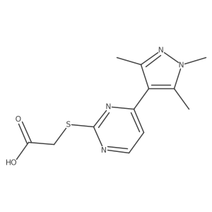 2-[[4-(1,3,5-Trimethyl-1H-pyrazol-4-yl)-2-pyrimidinyl]thio]acetic acid结构式