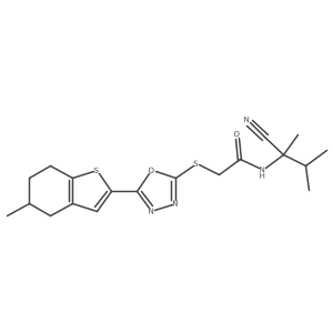 N-(1-cyano-1,2-dimethylpropyl)-2-{[5-(5-methyl-4,5,6,7-tetrahydro-1-benzothiophen-2-yl)-1,3,4-oxadiazol-2-yl]sulfanyl}acetamide结构式