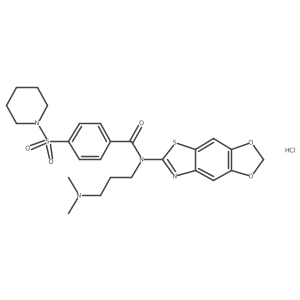 N-[3-(dimethylamino)propyl]-N-{4,6-dioxa-10-thia-12-azatricyclo[7.3.0.0^{3,7}]dodeca-1(9),2,7,11-tetraen-11-yl}-4-(piperidine-1-sulfonyl)benzamide hydrochloride结构式