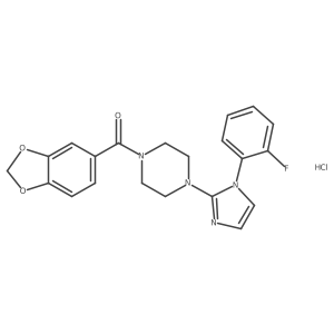 benzo[d][1,3]dioxol-5-yl(4-(1-(2-fluorophenyl)-1H-imidazol-2-yl)piperazin-1-yl)methanone hydrochloride Structure