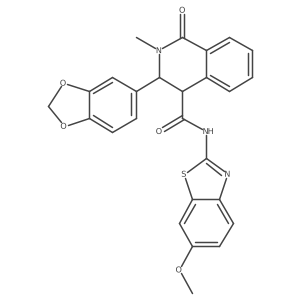 3-(1,3-benzodioxol-5-yl)-N-[(2Z)-6-methoxy-1,3-benzothiazol-2(3H)-ylidene]-2-methyl-1-oxo-1,2,3,4-tetrahydroisoquinoline-4-carboxamide结构式