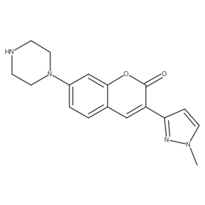 3-(1-Methyl-1H-pyrazol-3-yl)-7-(piperazin-1-yl)-2H-chromen-2-one Structure