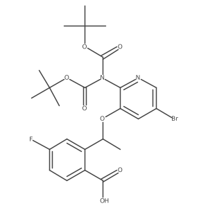Benzoic acid, 2-[(1R)-1-[[2-[bis[(1,1-dimethylethoxy)carbonyl]amino]-5-bromo-3-pyridinyl]oxy]ethyl]-4-fluoro-结构式