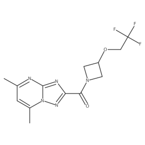 (5,7-Dimethyl-[1,2,4]triazolo[1,5-a]pyrimidin-2-yl)(3-(2,2,2-trifluoroethoxy)azetidin-1-yl)methanone结构式