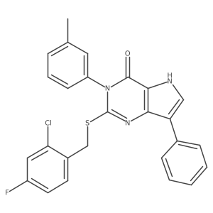 2-((2-chloro-4-fluorobenzyl)thio)-7-phenyl-3-(m-tolyl)-3H-pyrrolo[3,2-d]pyrimidin-4(5H)-one结构式