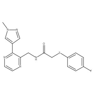 2-((4-fluorophenyl)thio)-N-((3-(1-methyl-1H-pyrazol-4-yl)pyrazin-2-yl)methyl)acetamide Structure