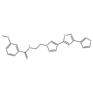 3-methoxy-N-(2-(4-(3-(thiophen-3-yl)-1,2,4-oxadiazol-5-yl)-1H-1,2,3-triazol-1-yl)ethyl)benzamide结构式