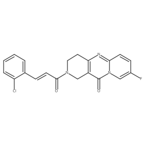 (E)-2-(3-(2-chlorophenyl)acryloyl)-8-fluoro-3,4-dihydro-1H-dipyrido[1,2-a:4',3'-d]pyrimidin-11(2H)-one Structure