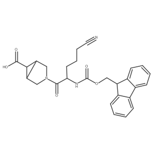 (1R,5S)-3-[5-cyano-2-({[(9H-fluoren-9-yl)methoxy]carbonyl}amino)pentanoyl]-3-azabicyclo[3.1.0]hexane-6-carboxylic acid结构式