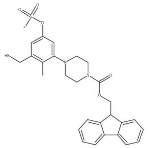 (9H-fluoren-9-yl)methyl 4-{5-[(fluorosulfonyl)oxy]-2-methyl-3-(sulfanylmethyl)phenyl}piperazine-1-carboxylate结构式