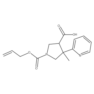 4-Methyl-1-[(prop-2-en-1-yloxy)carbonyl]-4-(pyridin-2-yl)pyrrolidine-3-carboxylic acid结构式