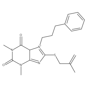1,3-dimethyl-8-(2-methylprop-2-enylsulfanyl)-7-(3-phenylpropyl)-5H-purin-7-ium-2,6-dione Structure