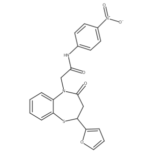 2-(2-(furan-2-yl)-4-oxo-3,4-dihydrobenzo[b][1,4]thiazepin-5(2H)-yl)-N-(4-nitrophenyl)acetamide结构式