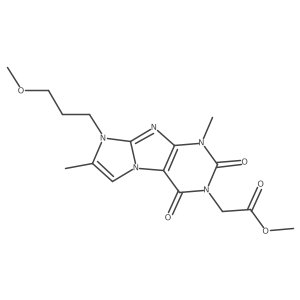 methyl 2-(8-(3-methoxypropyl)-1,7-dimethyl-2,4-dioxo-1H-imidazo[2,1-f]purin-3(2H,4H,8H)-yl)acetate结构式