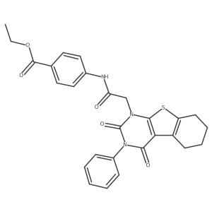 ethyl 4-{[(2,4-dioxo-3-phenyl-3,4,5,6,7,8-hexahydro[1]benzothieno[2,3-d]pyrimidin-1(2H)-yl)acetyl]amino}benzoate结构式