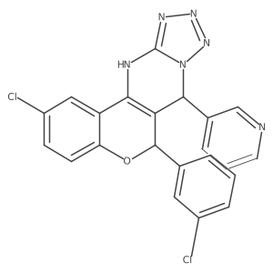 2-chloro-6-(3-chlorophenyl)-7-(pyridin-3-yl)-7,12-dihydro-6H-chromeno[4,3-d]tetrazolo[1,5-a]pyrimidine结构式