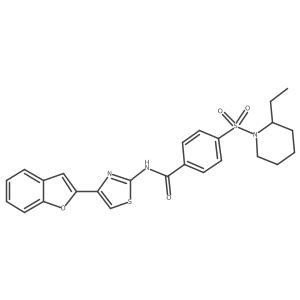 N-(4-(benzofuran-2-yl)thiazol-2-yl)-4-((2-ethylpiperidin-1-yl)sulfonyl)benzamide结构式