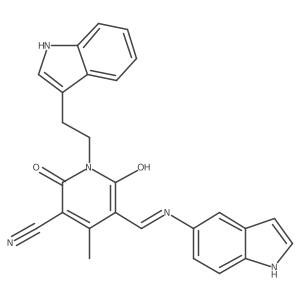 3-Pyridinecarbonitrile,1,2,5,6-tetrahydro-5-[(1h-indol-5-ylamino)methylene]-1-[2-(1h-indol-3-yl)ethyl]-4-methyl-2,6-dioxo- Structure