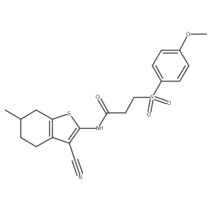N-(3-cyano-6-methyl-4,5,6,7-tetrahydrobenzo[b]thiophen-2-yl)-3-((4-methoxyphenyl)sulfonyl)propanamide结构式