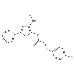 2-(2-(4-Chlorophenoxy)acetamido)-5-phenylthiophene-3-carboxamide结构式