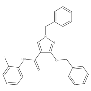 1-benzyl-3-(benzyloxy)-N-(2-fluorophenyl)-1H-pyrazole-4-carboxamide结构式