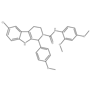 6-Chloro-N-(2,4-dimethoxyphenyl)-1-(4-methoxyphenyl)-1,3,4,9-tetrahydro-2H-pyrido[3,4-b]indole-2-carboxamide结构式