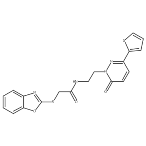 2-(benzo[d]oxazol-2-ylthio)-N-(2-(6-oxo-3-(thiophen-2-yl)pyridazin-1(6H)-yl)ethyl)acetamide结构式