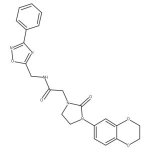 2-(3-(2,3-dihydrobenzo[b][1,4]dioxin-6-yl)-2-oxoimidazolidin-1-yl)-N-((3-phenyl-1,2,4-oxadiazol-5-yl)methyl)acetamide Structure