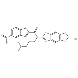 N-([1,3]dioxolo[4',5':4,5]benzo[1,2-d]thiazol-6-yl)-N-(3-(dimethylamino)propyl)-5-nitrobenzo[b]thiophene-2-carboxamide hydrochloride结构式