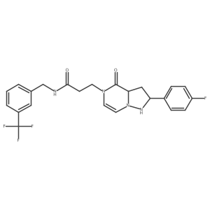 3-[2-(4-fluorophenyl)-4-oxo-1,2,3,3a-tetrahydropyrazolo[1,5-a]pyrazin-5-yl]-N-[[3-(trifluoromethyl)phenyl]methyl]propanamide Structure