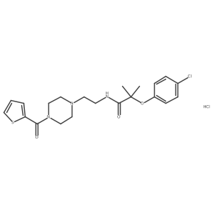 2-(4-chlorophenoxy)-2-methyl-N-(2-(4-(thiophene-2-carbonyl)piperazin-1-yl)ethyl)propanamide hydrochloride Structure