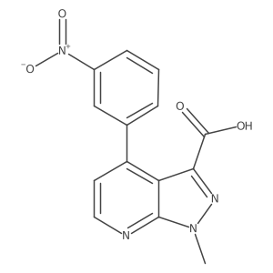 1-Methyl-4-(3-nitrophenyl)-1H-pyrazolo[3,4-b]pyridine-3-carboxylic acid结构式