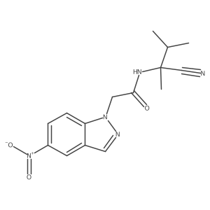 N-(1-cyano-1,2-dimethylpropyl)-2-(5-nitro-1H-indazol-1-yl)acetamide结构式