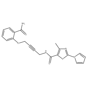 N-(4-(2-carbamoylphenoxy)but-2-yn-1-yl)-4-methyl-2-(1H-pyrrol-1-yl)thiazole-5-carboxamide Structure