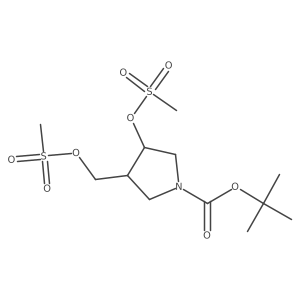Tert-butyl 3-((methylsulfonyl)oxy)-4-(((methylsulfonyl)oxy)methyl)pyrrolidine-1-carboxylate结构式