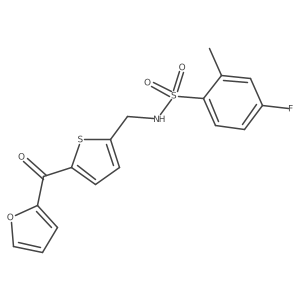 4-fluoro-N-((5-(furan-2-carbonyl)thiophen-2-yl)methyl)-2-methylbenzenesulfonamide结构式