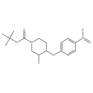 (3R,4S)-tert-Butyl 3-fluoro-4-((5-nitropyridin-2-yl)oxy)piperidine-1-carboxylate结构式