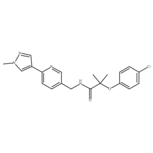 2-(4-chlorophenoxy)-2-methyl-N-((6-(1-methyl-1H-pyrazol-4-yl)pyridin-3-yl)methyl)propanamide Structure