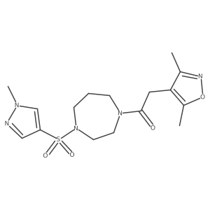 2-(3,5-dimethylisoxazol-4-yl)-1-(4-((1-methyl-1H-pyrazol-4-yl)sulfonyl)-1,4-diazepan-1-yl)ethanone结构式