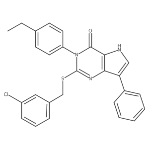 2-((3-chlorobenzyl)thio)-3-(4-ethylphenyl)-7-phenyl-3H-pyrrolo[3,2-d]pyrimidin-4(5H)-one结构式
