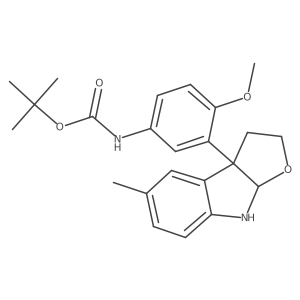 rel-tert-Butyl (4-methoxy-3-((3aR,8aR)-5-methyl-3,3a,8,8a-tetrahydro-2H-furo[2,3-b]indol-3a-yl)phenyl)carbamate Structure