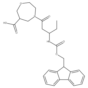 4-[(3S)-3-({[(9H-fluoren-9-yl)methoxy]carbonyl}amino)pentanoyl]-1,4-oxazepane-6-carboxylic acid Structure