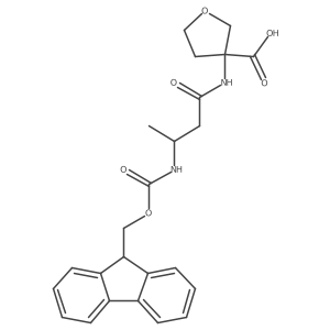 3-[(3R)-3-({[(9H-fluoren-9-yl)methoxy]carbonyl}amino)butanamido]oxolane-3-carboxylic acid结构式