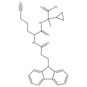 2-[5-cyano-2-({[(9H-fluoren-9-yl)methoxy]carbonyl}amino)pentanamido]-2-cyclopropylpropanoic acid Structure