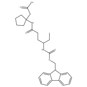 2-{1-[4-({[(9H-fluoren-9-yl)methoxy]carbonyl}amino)hexanamido]cyclopentyl}acetic acid结构式