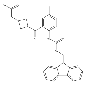 2-{1-[2-({[(9H-fluoren-9-yl)methoxy]carbonyl}amino)-5-methylbenzoyl]azetidin-3-yl}acetic acid结构式